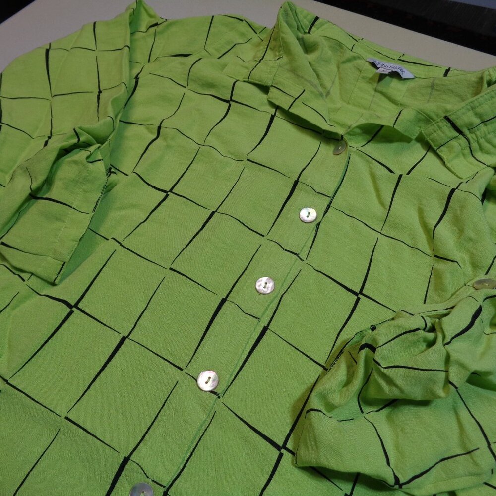 John Mark Light Green Patterned Blouse, Size Medi… - image 7